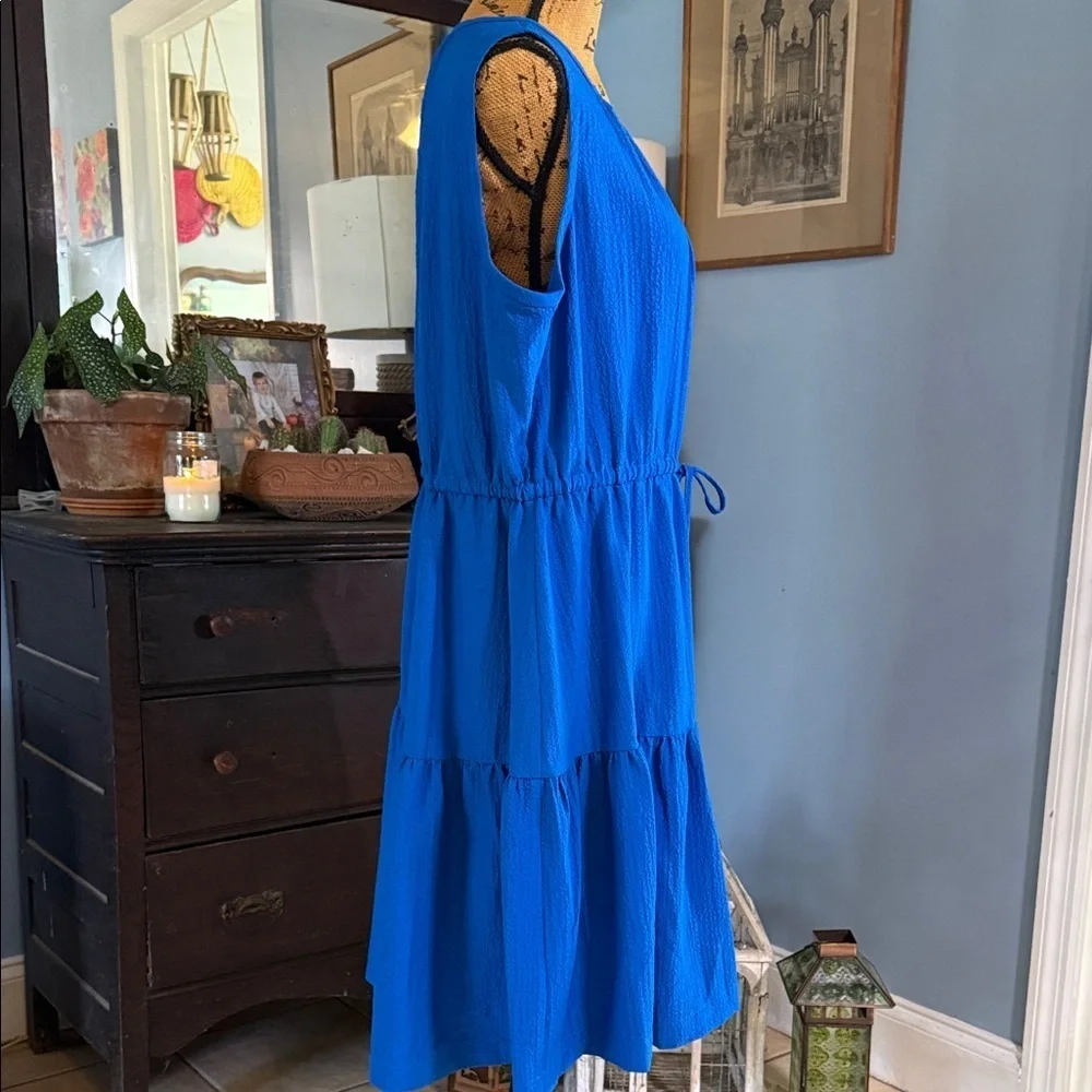 Calvin Klein Sleeveless Tiered Dress in Capri Blue Size 16